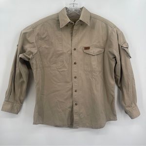 WOOLRICH Heavy Cotton Shirt Khaki Men's Size Large